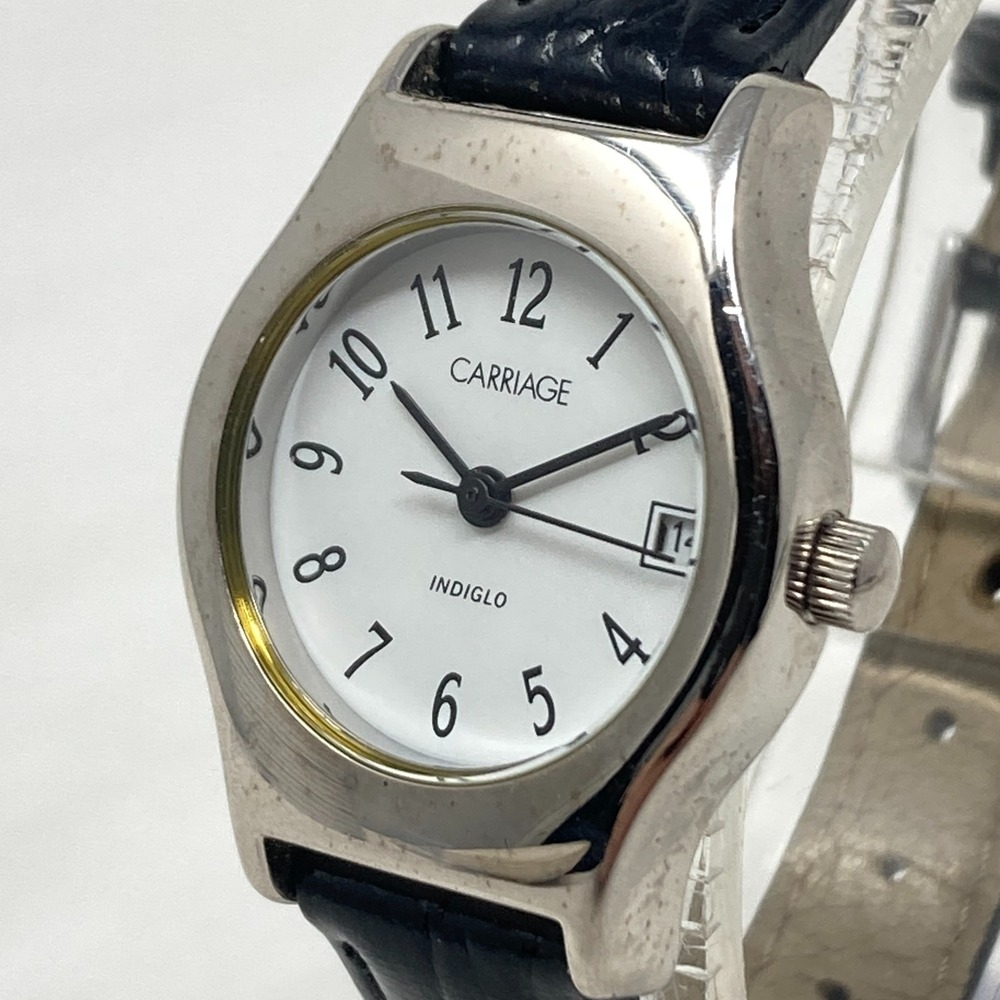 Vtg Carriage Timex Watch Women 24mm Silver Tone Date Indiglo New Battery 2004